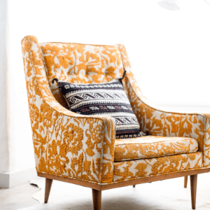 Patterned Upright, Sofa Chairs, Wood Legs