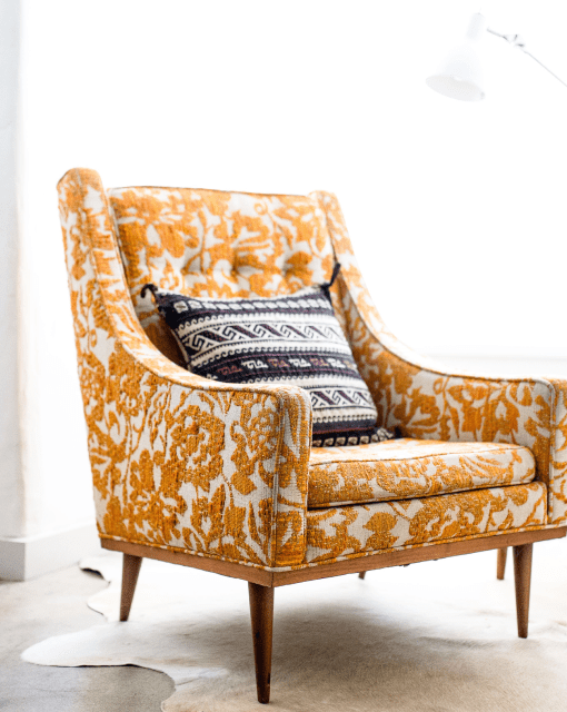 Patterned Upright, Sofa Chairs, Wood Legs